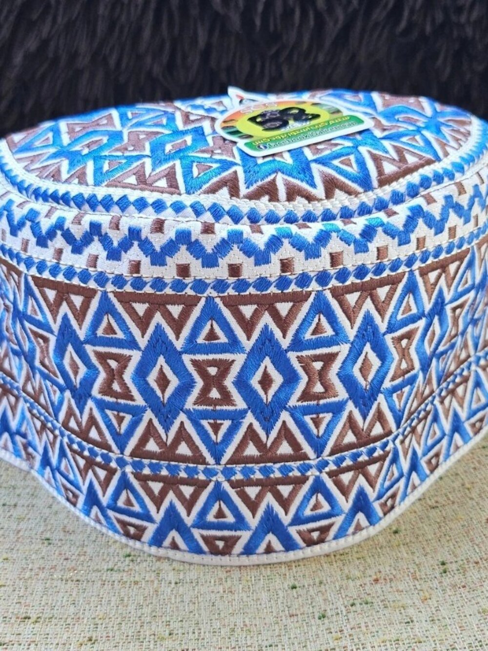 Men Omani Hat Religious Islamic Topi Cap Embroidery Handmade Round Hat Size 58cm